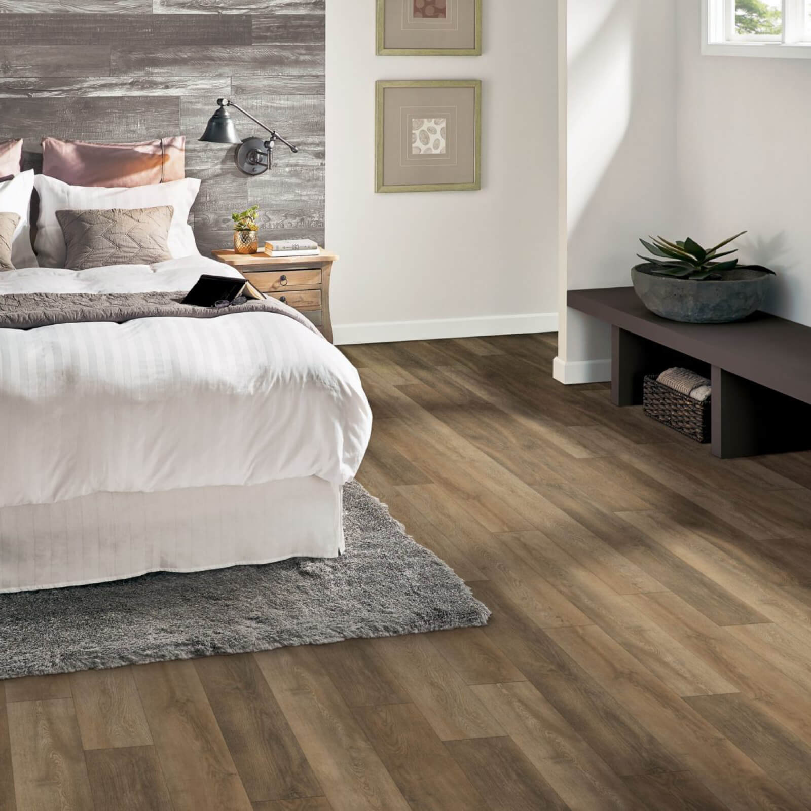 Luxury vinyl flooring in bedroom | Emo Flooring company